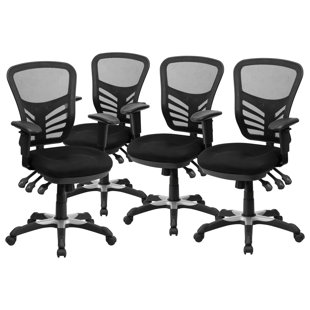 FLASH FURNITURE Wolfe Ergonomic Multifunction Office Chair-Adjustable Arms (Set of 4)