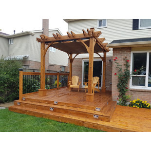 OUTDOOR LIVING TODAY 8 ft. W x 10 ft. D Cedar Wood Pergolas 4 post with Canopy