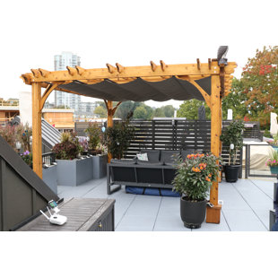 OUTDOOR LIVING TODAY 12 ft. W x 12 ft. D Cedar Wood Pergolas 4 Post with Canopy