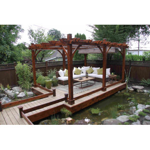 OUTDOOR LIVING TODAY 12 ft. W x 16 ft. D Cedar Wood Pergola 6 post with Canopy