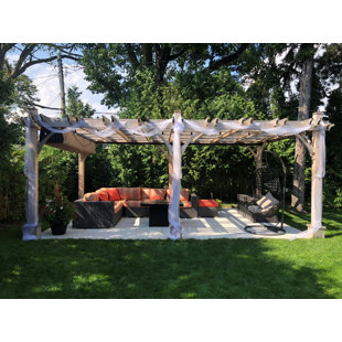 OUTDOOR LIVING TODAY 12 ft. W x 20 ft. D Cedar Wood Pergolas 6 post with Canopy
