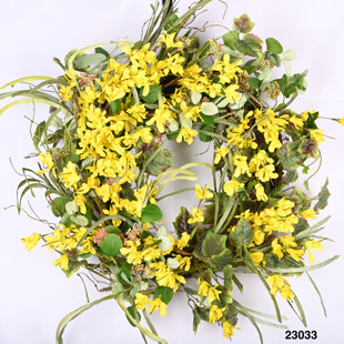 LECKFLLOWER Every Day Forsythia Handcrafted Faux 30'' Wreath