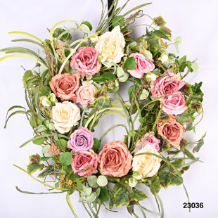 LECKFLLOWER Every Day Rose Handcrafted Faux 30'' Wreath