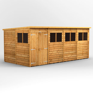 POWERSHEDS 8.5 ft. W x 16.1 ft. D Solid Wood Overlap Pent Garden Shed