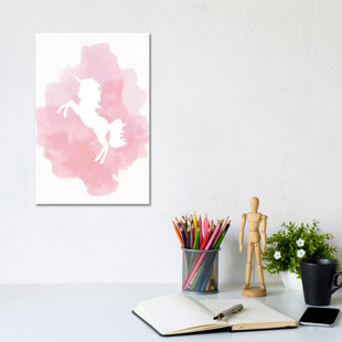 ZOOMIE KIDS Unicorn Pink Watercolour by Pixy Paper - Wrapped Canvas Painting