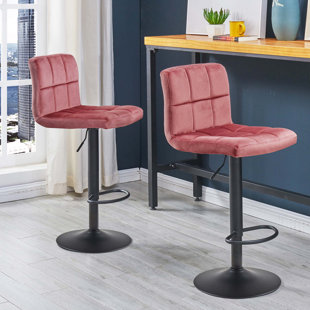 LATITUDE RUN® Swivel Adjustable Height Bar Stool (Set of 2)