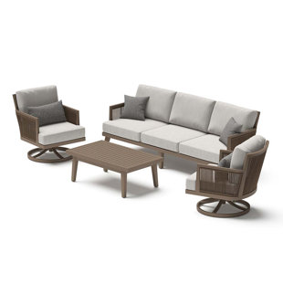 HOKKU DESIGNS Piche 4 Piece Sofa Seating Group with Cushions