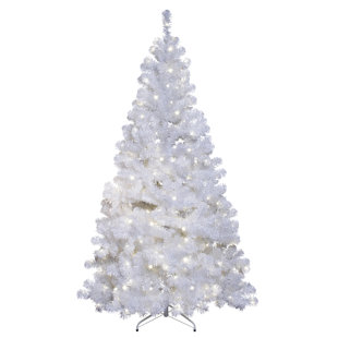 DIE SAISONTRUHE Künstlicher Weihnachtsbaum 213 cm Weiß mit 260 weißen Leuchten und Ständer