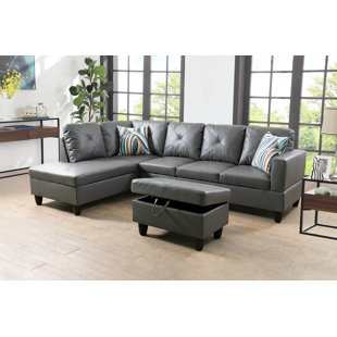 EBERN DESIGNS 3 - Piece Faux Leather Sectional