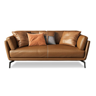 MOMENTY ZIN 59.09" Genuine Leather Pillow Top Arm Loveseat