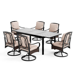 ALPHAMARTS Rectangular 6 - Person Outdoor Dining Set with Cushions