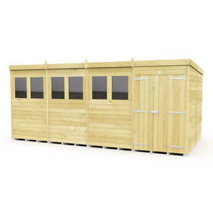 WFX UTILITY 16ft x 8ft Pent Shed - Double Door with Windows