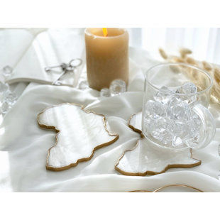 RAIN SKY HOME DECOR Ivory Africa Coasters (Set of 2)