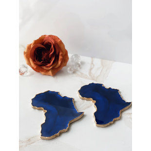 RAIN SKY HOME DECOR Indigo Africa Coasters (Set of 2)