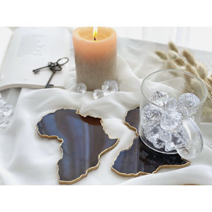 RAIN SKY HOME DECOR Mahogany Africa Coasters (Set of 2)