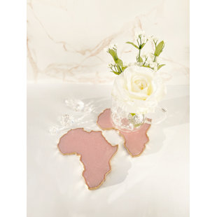 RAIN SKY HOME DECOR Rose Quartz Africa Coasters (Set of 2)
