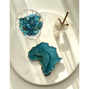 RAIN SKY HOME DECOR Kind of Blue Africa Coasters (Set of 2)