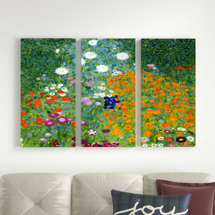 THE TWILLERY CO.® Farm Garden by Gustav Klimt - 3 Piece Graphic Art Print Set on Canvas