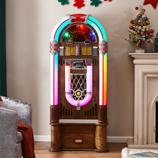 ARKROCKET AUDIO Arkrocket Saturn V Full Size Jukebox with Stand Vinyl Record Player Bluetooth USB SD CD Player Radio