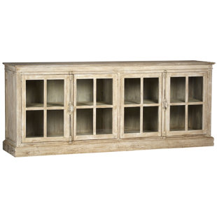 ROSALIND WHEELER Ailee 87-inch Reclaimed Oak and Glass Traditional 4-Door Sideboard