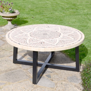 ASTORIA GRAND Aldreth Garden Stone Mosaic Coffee Table