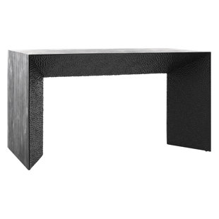 HOKKU DESIGNS Gallison 54-inch Long Black Pine Writing Desk with Textured Sides and Belly