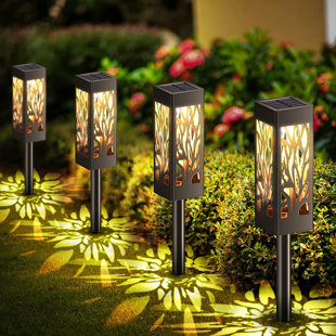 BUCASA Black Low Voltage Solar Powered Integrated LED Pathway Light Pack (Set of 8)