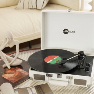 ARKROCKET AUDIO Arkrocket Curiosity Bluetooth Turntable Retro Suitcase 3-Speed Record Player with Built-in Speakers