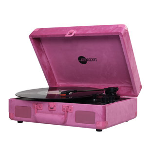 ARKROCKET AUDIO Arkrocket Curiosity Bluetooth Turntable Retro Suitcase 3-Speed Record Player with Built-in Speakers