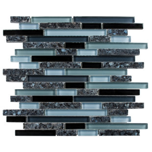 ANDOVA Nuit 12" Glass and Granite Brick Joint Mosaic Kitchen Backsplash, Bathroom, Shower, Pool, Wall and Floor Tile