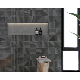 THOMAS AVENUE CERAMICS Segments 8" x 8" Patterned Porcelain Tile for Wall and Floor