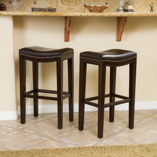 DARBY HOME CO Eliana Upholstered 30'' Bar Stool with Solid Wood Frame (Set of 2)