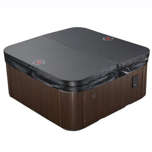 Canadian Spa Co 120 Volt 4 Person - Person 27 - Jet Acrylic Square Plug And Play Hot Tub with Ozonator and Built-In Speaker in Brown