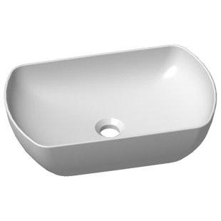 DISTINCT KITCHEN AND BATH White Ceramic Oval Vessel Bathroom Sink