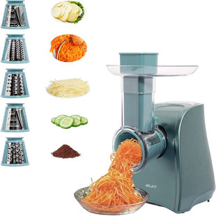 ASLATT Electric Cheese Grater, Cheese Grater Electric, One-Touch Control Electric Grater Machine For Vegetable, Fruits, Potato, Electric Cheese Shredder, Salad Maker With 5 Free Attachments, Green