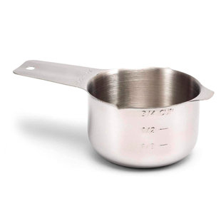 2LB DEPOT 2Lbdepot 3/4 Cup Measuring Cup Stainless Steel Metal, Accurate, Engraved Markings US & Metric (180 Ml), Wet Liquids & Dry Food Ingredients For Kitchen Baking & Cooking, One Single Cup