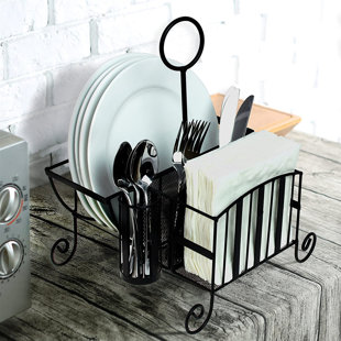 RON TRADING Stainless Steel Round Flatware Caddy