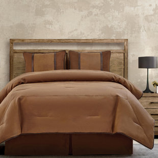 LOON PEAK® Harvin Brown Faux Leather Western Lodge Comforter Set