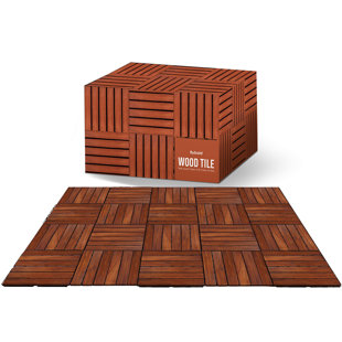 WINBOLD 12" x 12" Composite Interlocking Deck Tile in Brown