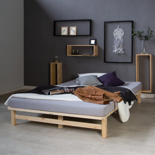 NATUR PUR Massivholzbett August Futonbett Palettenbett mit Lattenrost
