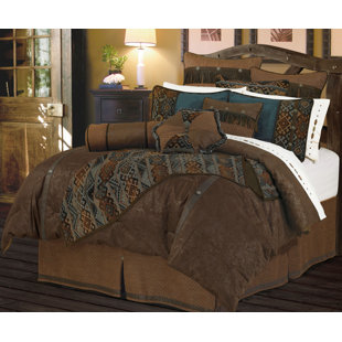 PASEO ROAD BY HIEND ACCENTS Del Rio Brown Tooled Faux Leather Lodge Western Comforter Set