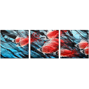 OMAX DECOR Modern Abstract Wall Decor on Metal (Set of 3)