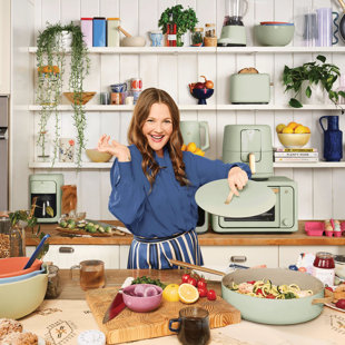 C&G OUTDOORS 12Pc Ceramic Non-Stick Cookware Set, Sage Green By Drew Barrymore