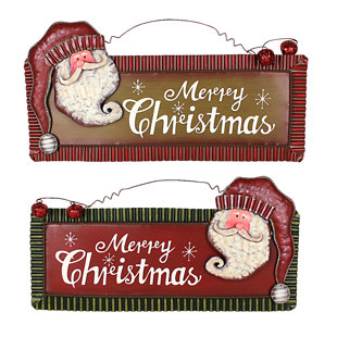 ATTRACTION DESIGN HOME Holiday Magic Santa Merry Christmas 2 Piece Sign Set