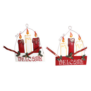 ATTRACTION DESIGN HOME Holiday Flames Large Welcome Sign Set (Set of 2)