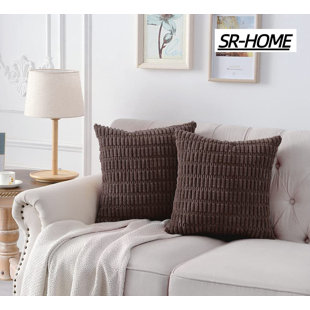SR-HOME Corduroy Throw Square Pillow (Set of 2)