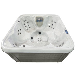 AquaRest Spas, Powered by Jacuzzi® Pumps 40 - Jet Arcrylic Square Plug and Play Hot Tub in Gray