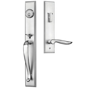 ROCKWELL SECURITY Premium Carmel Handleset with Single Cylinder Deadbolt and Door Lever and Rosette