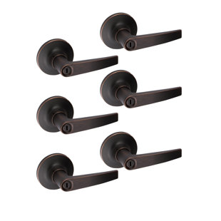 SURE-LOC HARDWARE Cedar Privacy Door Lever with Round Rosette Multipack (Set of 6)