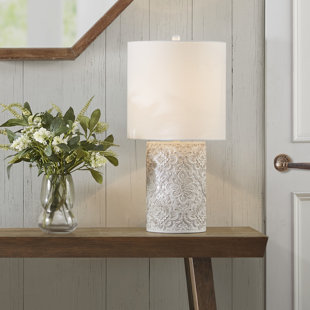 HAMPTON HILL Embossed Floral Resin Table Lamp